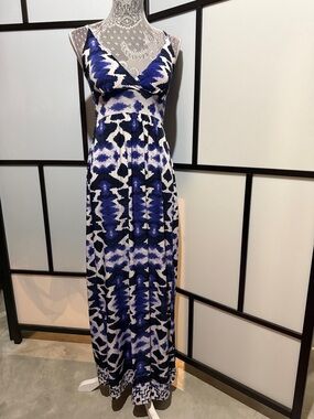 Just Love Navy and White Printed V-Neck Maxi Dress